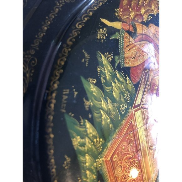 Russian Palekh Laquer Box Octagon Testimony Of Petro / Peter 9 Panel Iconography - Picture 12 of 12